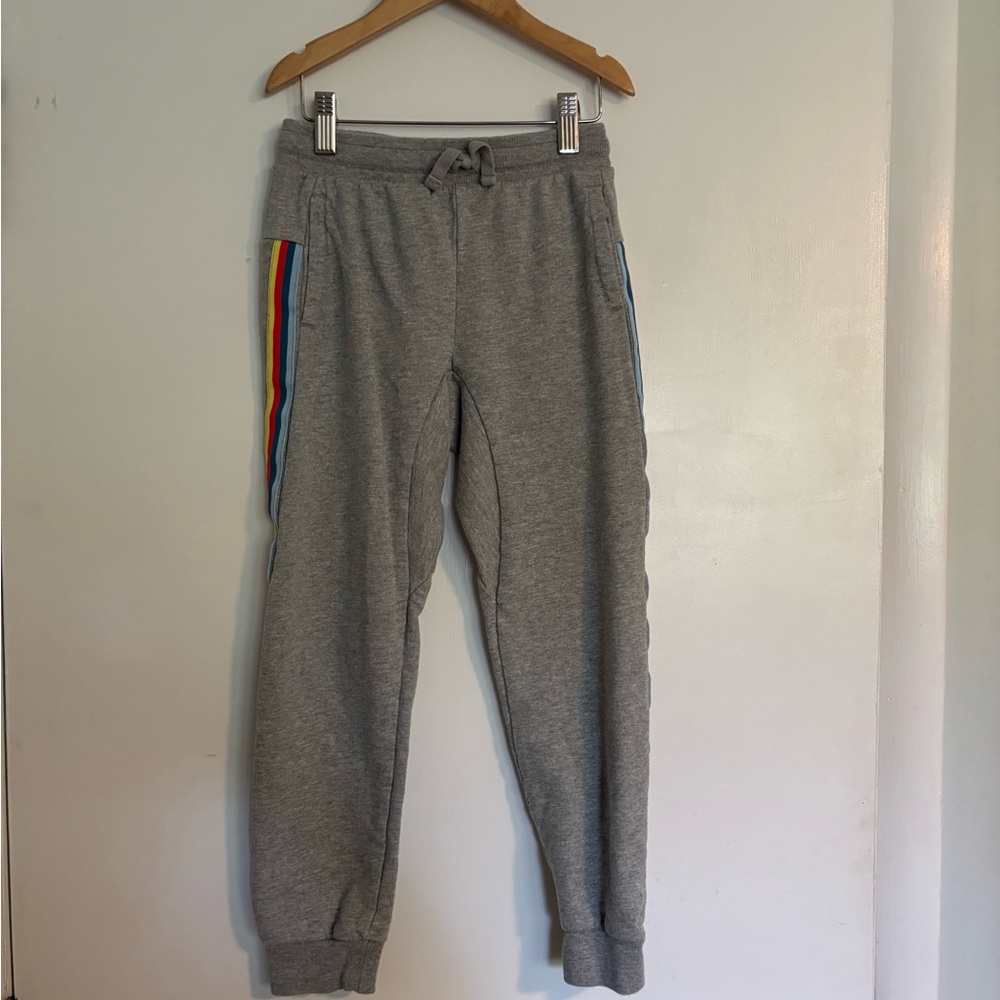 Tea Collection Gray Sweatpants with Rainbow Stripes
